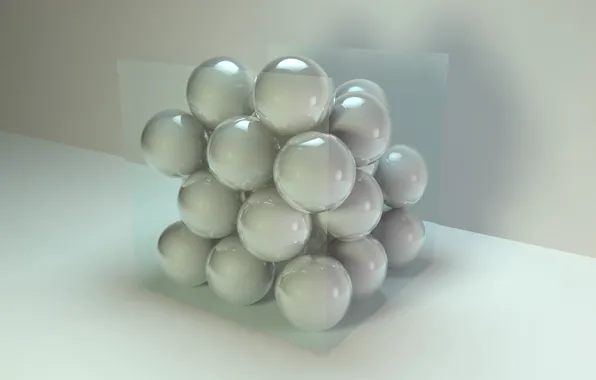 Glass, cube, square, sphere, Rendering