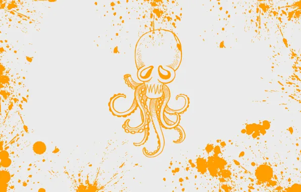 White, squirt, orange, octopus, octopus