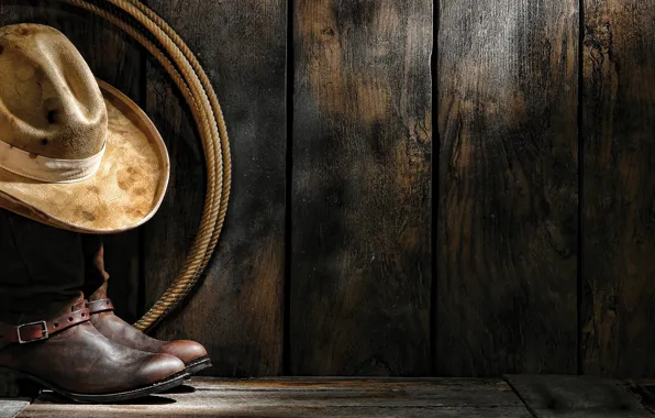 Wall, tree, hat, boots, rope, Western, wild West