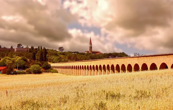 Field, bridge, tower, viaduct, aqueduct