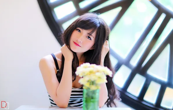 Look, girl, flowers, Asian