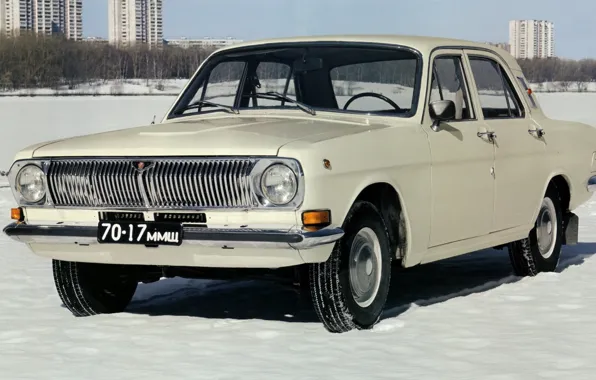 Picture snow, USSR, white, Volga, GAZ-24