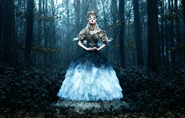 Forest, girl, dress, Bella Kotak, Daughter of Spring
