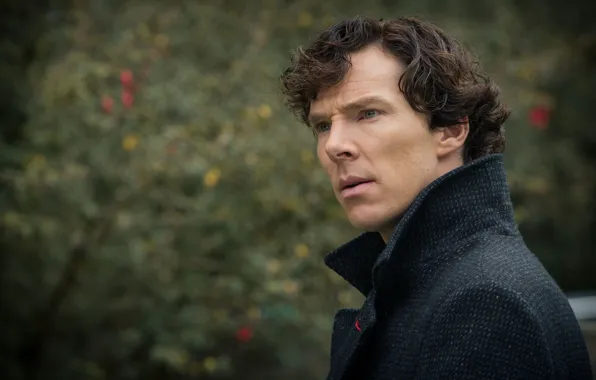 Look, background, Sherlock Holmes, coat, Benedict Cumberbatch, still from the film, Sherlock, Sherlock BBC