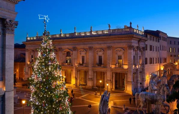 Lights, holiday, toy, tree, new year, home, the evening, area