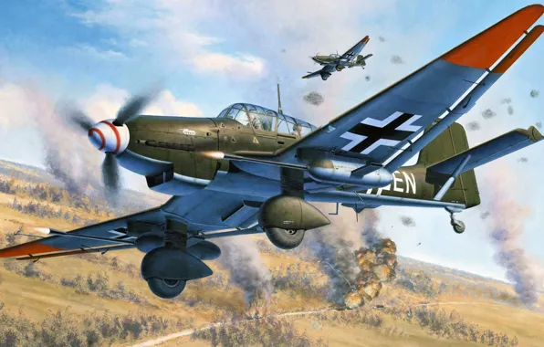 Wallpaper thing, Junkers, dive bomber, attack aircraft of the Second world war, single double, Ju 87G