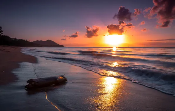 Picture sea, sunset, shore, the evening