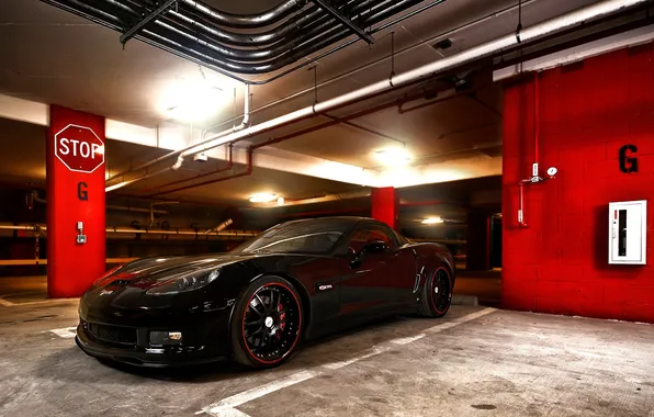 Picture corvette, black, z06