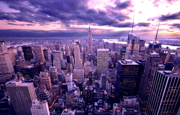 Picture clouds, the city, height, home, skyscrapers, America, twilight, USA