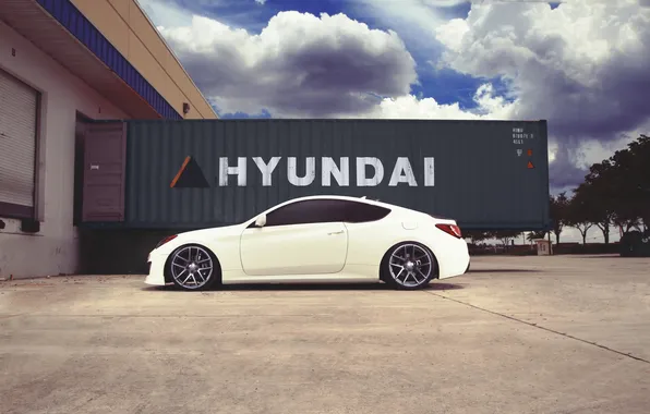 White, coupe, profile, white, hyundai, Hyundai, genesis, Genesis