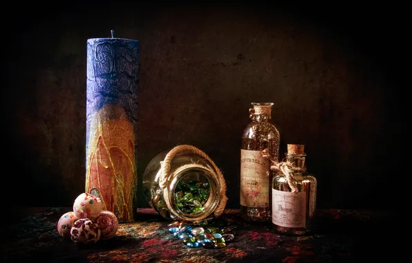 Candle, candy, Bank, lollipops, still life