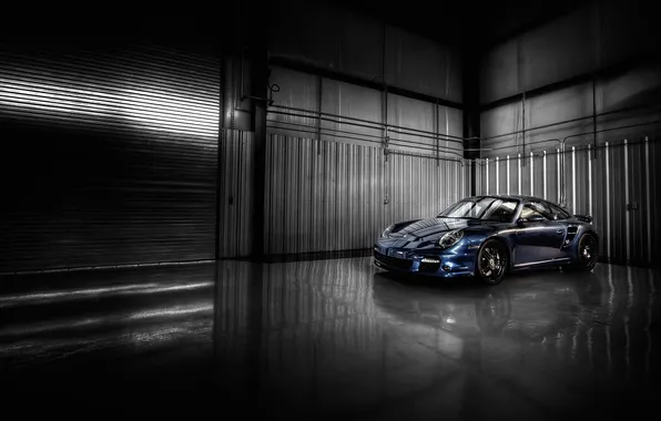 Garage, Porsche, sports car, Porsche, gt3, dark blue