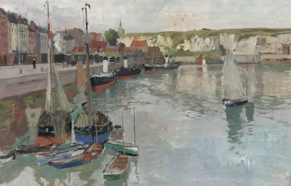 Picture Norwegian painter, Frits Thaulov, Frits Thaulow, Norwegian impressionist painter, oil on canvas, Dieppe, Dieppe