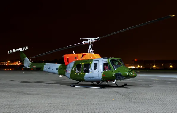Night, lights, helicopter, the airfield, multipurpose, Agusta-Bell AB 212