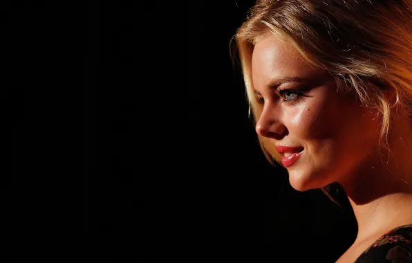 Look, model, portrait, makeup, actress, profile, background black, Samara Weaving