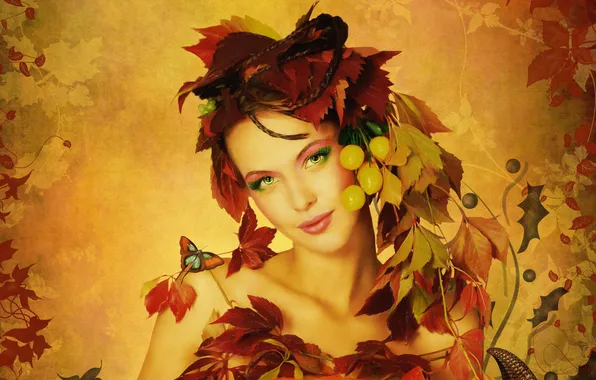 Autumn, girl, portrait