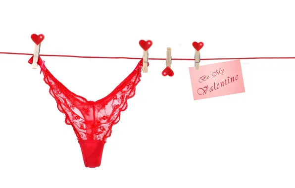 Heart, Clothespin, Panties, Thong, Be my valentine
