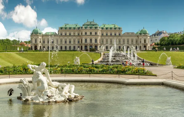Austria, garden, fountains, Palace, Austria, Vienna, Vienna, Belvedere