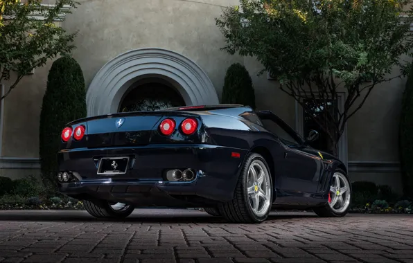 Trees, the building, Ferrari, Ferrari, tree, back, 575, superamerica