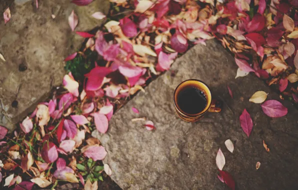 Autumn, leaves, mug, Cup, red