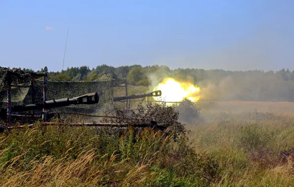 Picture fire, self-propelled, howitzers, SAU 2S3