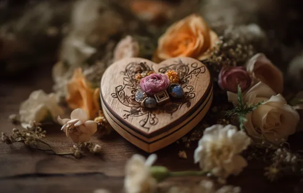 Love, flowers, holiday, heart, feelings, heart, Valentine's Day, love