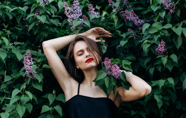 Summer, girl, face, pose, model, makeup, is, the bushes