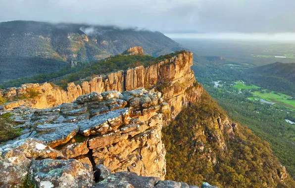 Mountains, rocks, Victoria, valley, Australia, Grampians National Park