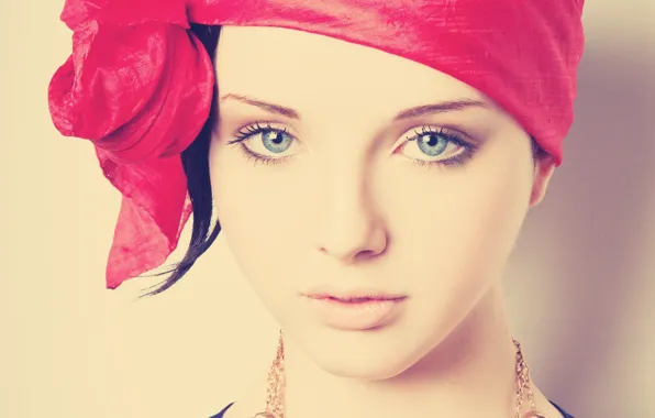 Eyes, look, girl, red, face, sweetheart, headdress