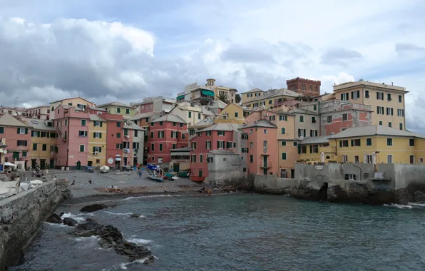 Sea, home, Bay, Italy, Genoa, Boccadasse