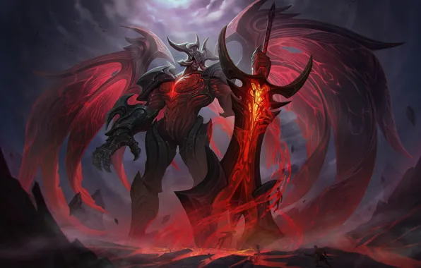 The game, Armor, Sword, Wings, The demon, Fantasy, Art, Art