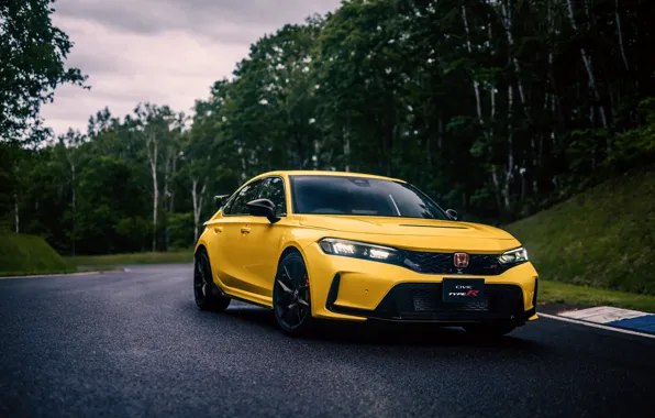 Yellow, Track, Car, Honda Civic Type R (2022)