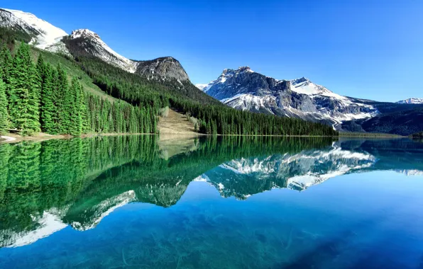 Reflection, Mountains, Lake, Canada