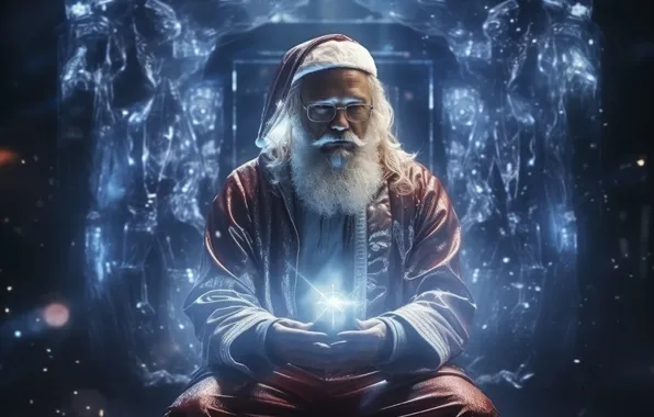 Fiction, Christmas, New year, Santa Claus, Santa Claus, cyberpunk, the futuristic, AI art