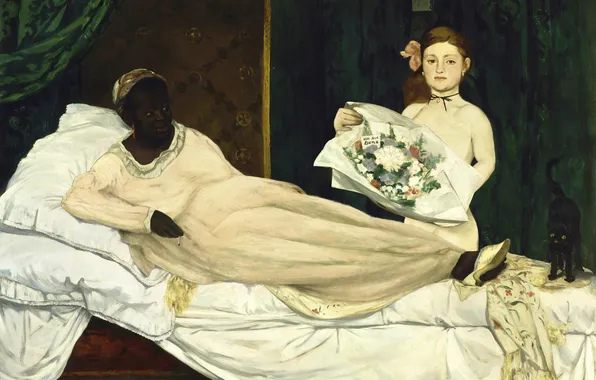 Flowers, Girls, Picture, Bouquet, Two, Bed, Edouard Manet, Edouard Manet