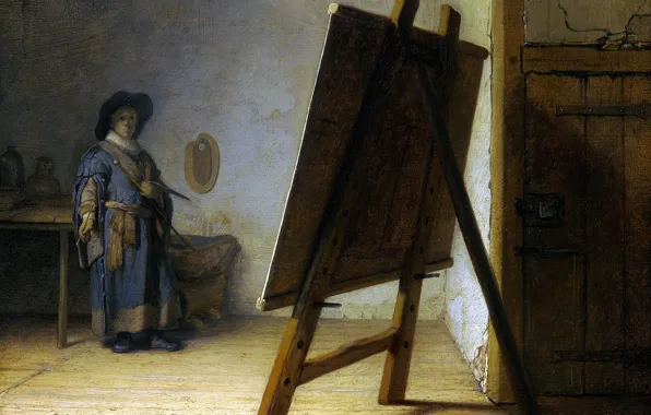 Picture, self portrait, Rembrandt van Rijn, The artist in His Studio