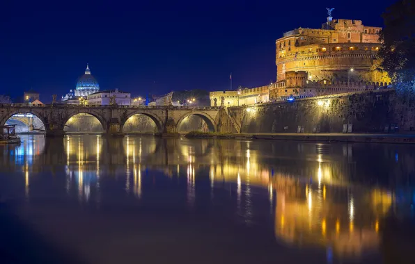 Rome, Italy, The Tiber, Ponte Sant'angelo, Castel Sant'angelo, most