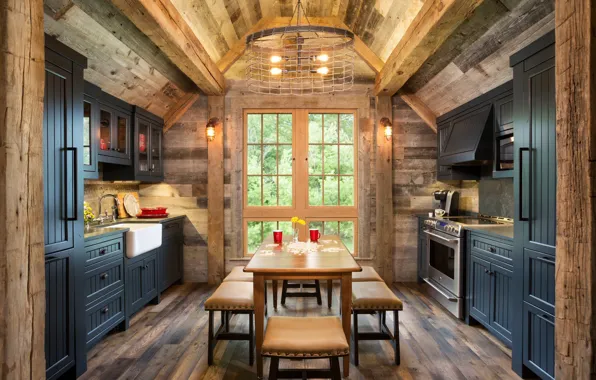 Kitchen, Northern Wisconsin, Bunk House, Wood-Paneled