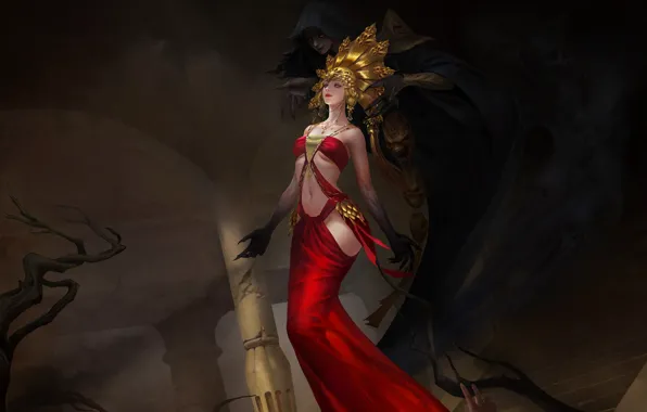 Girl, Minimalism, Figure, Girl, Dress, The demon, Ghost, Sexy