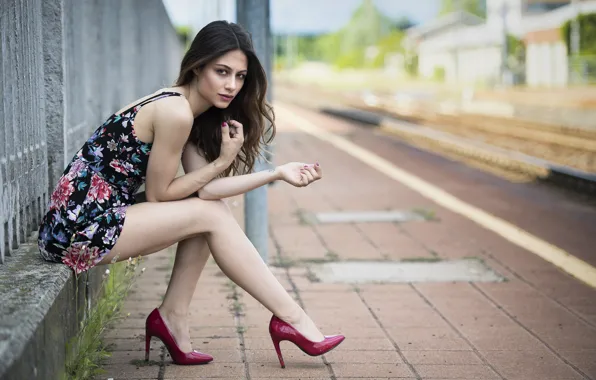 Summer, face, hair, heels, legs, cutie, Erika