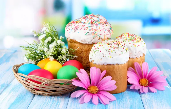 Flowers, eggs, Easter, glaze, eggs, cakes