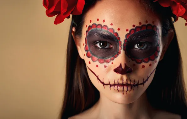Look, girl, face, background, makeup, Halloween, Halloween, Nikita Orlov