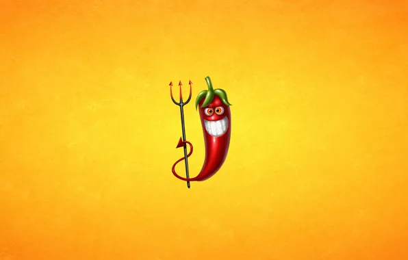 Red, smile, minimalism, Trident, pepper, light background, Chile, pepper