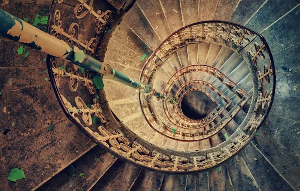 Picture spiral, staircase, abandoned, stairs