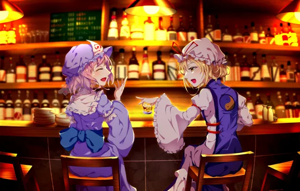 Girls, bar, Touhou, Touhou, Touhou
