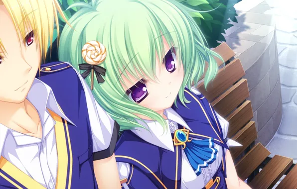Anime, art, girl, guy, two