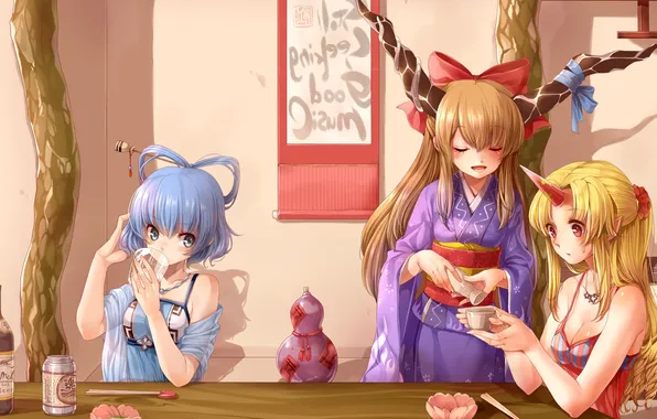 Picture girls, the game, anime, art, cafe, Then:Ho, Touhou Project