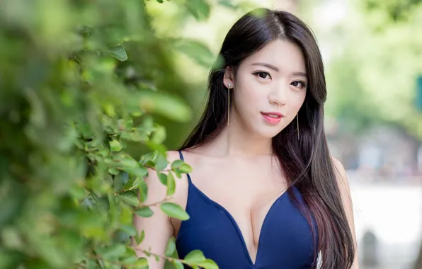 Picture girl, sexy, cleavage, blouse, long hair, boobs, smile, beautiful