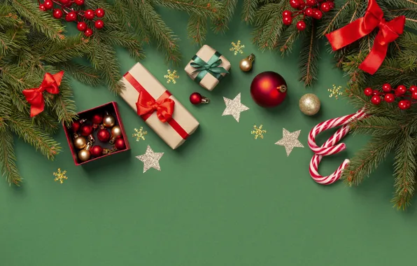 Snowflakes, cookies, Christmas, gifts, New year, tree, christmas, new year