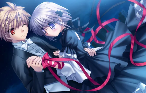 Girl, anime, art, guy, two, Rewrite
